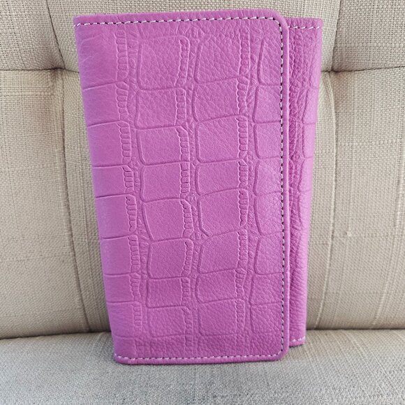 Passport Holder Pink Genuine Leather Purse Wallet Card Holder Multi Compartments - Picture 2 of 13